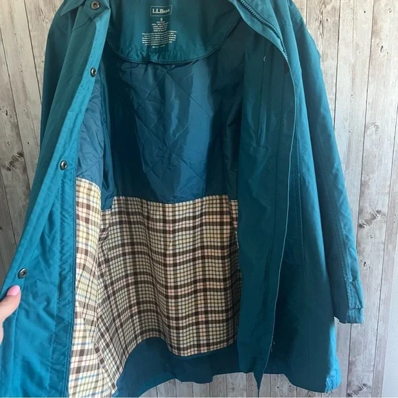 L.L. Bean Women's Blue Teal Rain Jacket Small - Picture 4 of 4